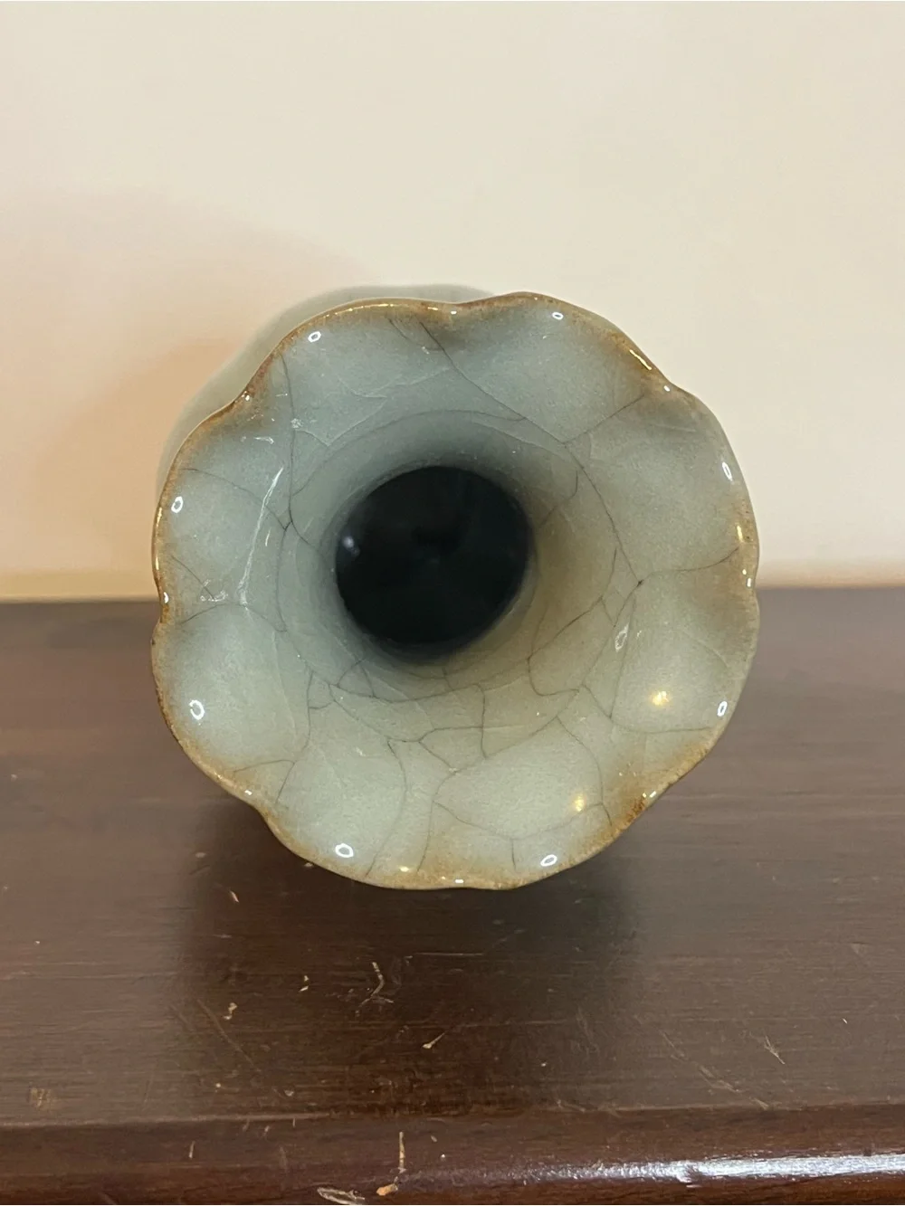 Vintage Chinese Ge ware celadon crackle vase gray blue glaze 8.5